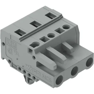 Socket header, 3 pole, pitch 7.5 mm, angled, gray, 231-203/008-000 - 1
