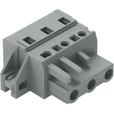 Socket header, 3 pole, pitch 7.5 mm, angled, gray, 231-203/031-000 - 1