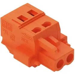 Socket header, 2 pole, pitch 5.08 mm, angled, orange, 231-302/107-000