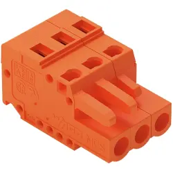 Socket header, 3 pole, pitch 5.08 mm, angled, orange, 231-303/102-000