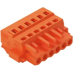 Socket header, 6 pole, pitch 5.08 mm, angled, orange, 231-306/107-000