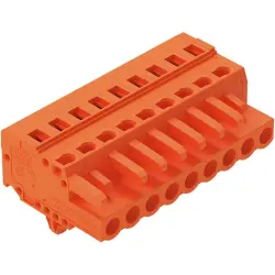 Socket header, 9 pole, pitch 5.08 mm, angled, orange, 231-309/008-000