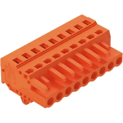 Socket header, 9 pole, pitch 5.08 mm, angled, orange, 231-309/008-000 - 1