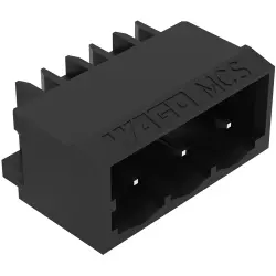 Pin header, 3 pole, pitch 5 mm, angled, black, 231-433/001-000/105-604