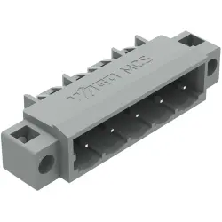 Pin header, 5 pole, pitch 5 mm, angled, gray, 231-435/040-000