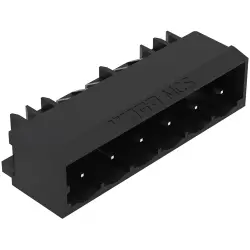 Pin header, 6 pole, pitch 5 mm, angled, black, 231-436/001-000/105-604
