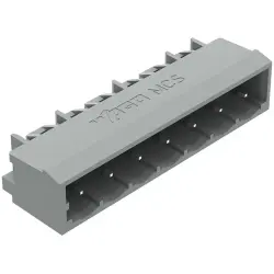 Pin header, 7 pole, pitch 5 mm, angled, gray, 231-437/001-000
