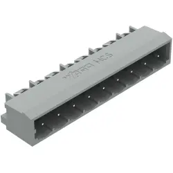 Pin header, 9 pole, pitch 5 mm, angled, gray, 231-439/001-000