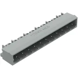 Pin header, 11 pole, pitch 5 mm, angled, gray, 231-441/001-000