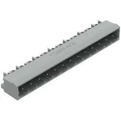 Pin header, 14 pole, pitch 5 mm, angled, gray, 231-444/001-000
