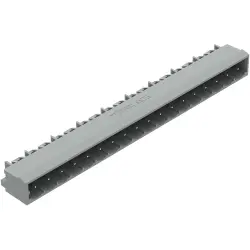 Pin header, 18 pole, pitch 5 mm, angled, gray, 231-448/001-000