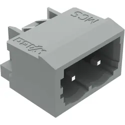Pin header, 2 pole, pitch 5 mm, angled, gray, 231-462/001-000