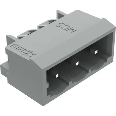 Pin header, 3 pole, pitch 5 mm, angled, gray, 231-463/001-000 - 1
