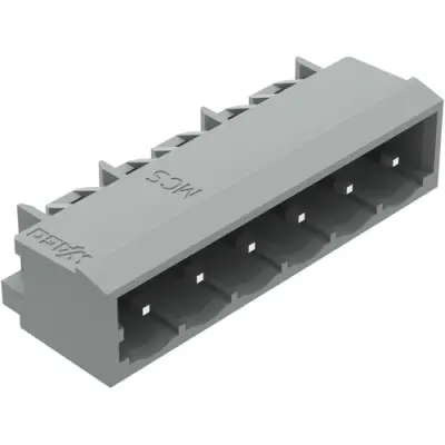 Pin header, 6 pole, pitch 5 mm, angled, gray, 231-466/001-000 - 1