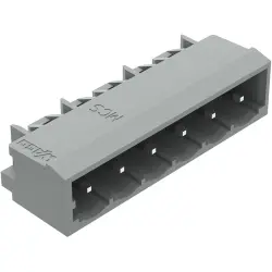 Pin header, 6 pole, pitch 5 mm, angled, gray, 231-466/001-000