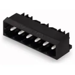 Pin header, 6 pole, pitch 5 mm, angled, black, 231-466/001-000/105-604