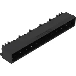 Pin header, 7 pole, pitch 5 mm, angled, black, 231-467/001-000/105-604