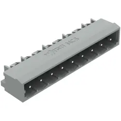 Pin header, 9 pole, pitch 5 mm, angled, gray, 231-469/001-000