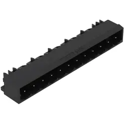 Pin header, 9 pole, pitch 5 mm, angled, black, 231-469/001-000/105-604