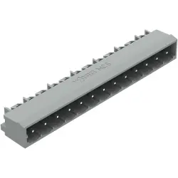 Pin header, 13 pole, pitch 5 mm, angled, gray, 231-473/001-000