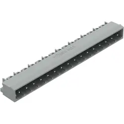 Pin header, 16 pole, pitch 5 mm, angled, gray, 231-476/001-000