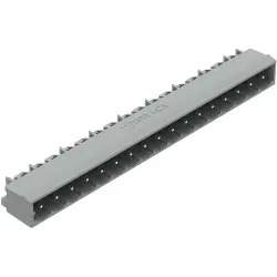 Pin header, 17 pole, pitch 5 mm, angled, gray, 231-477/001-000