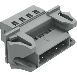 Pin header, 4 pole, pitch 5 mm, angled, gray, 231-604/114-000