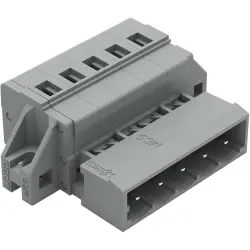 Pin header, 5 pole, pitch 5 mm, angled, gray, 231-605/019-000