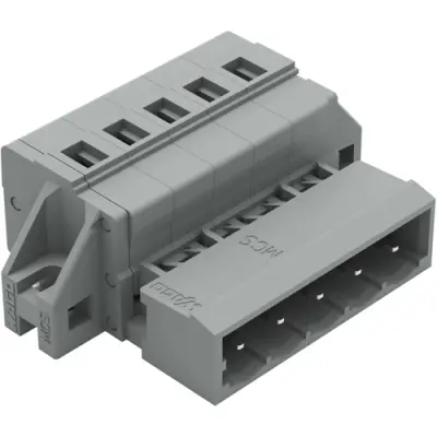 Pin header, 5 pole, pitch 5 mm, angled, gray, 231-605/019-000 - 1