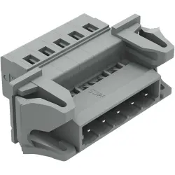 Pin header, 5 pole, pitch 5 mm, angled, gray, 231-605/114-000