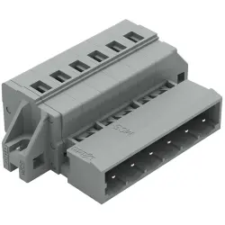 Pin header, 6 pole, pitch 5 mm, angled, gray, 231-606/019-000