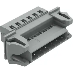 Pin header, 6 pole, pitch 5 mm, angled, gray, 231-606/114-000