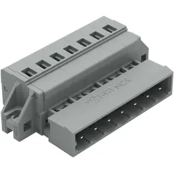 Pin header, 7 pole, pitch 5 mm, angled, gray, 231-607/019-000