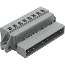 Pin header, 8 pole, pitch 5 mm, angled, gray, 231-608/019-000