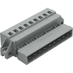 Pin header, 9 pole, pitch 5 mm, angled, gray, 231-609/019-000