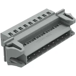 Pin header, 9 pole, pitch 5 mm, angled, gray, 231-609/114-000