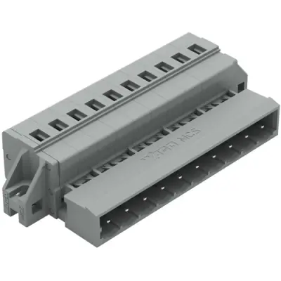 Pin header, 10 pole, pitch 5 mm, angled, gray, 231-610/019-000 - 1