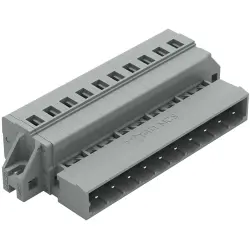 Pin header, 10 pole, pitch 5 mm, angled, gray, 231-610/019-000