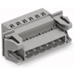 Pin header, 10 pole, pitch 5 mm, angled, gray, 231-610/114-000