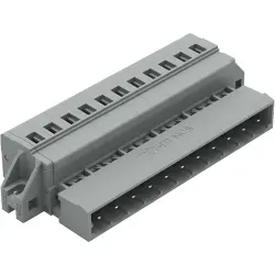 Pin header, 11 pole, pitch 5 mm, angled, gray, 231-611/019-000