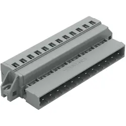 Pin header, 12 pole, pitch 5 mm, angled, gray, 231-612/019-000