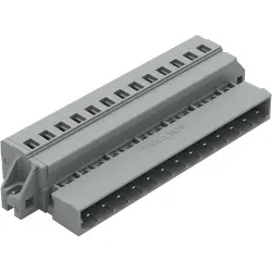 Pin header, 13 pole, pitch 5 mm, angled, gray, 231-613/019-000