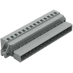 Pin header, 14 pole, pitch 5 mm, angled, gray, 231-614/019-000
