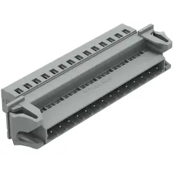 Pin header, 14 pole, pitch 5 mm, angled, gray, 231-614/114-000