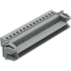 Pin header, 15 pole, pitch 5 mm, angled, gray, 231-615/114-000