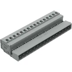 Pin header, 16 pole, pitch 5 mm, angled, gray, 231-616/018-000