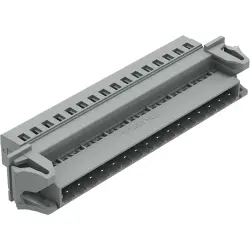 Pin header, 16 pole, pitch 5 mm, angled, gray, 231-616/114-000