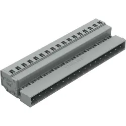 Pin header, 17 pole, pitch 5 mm, angled, gray, 231-617