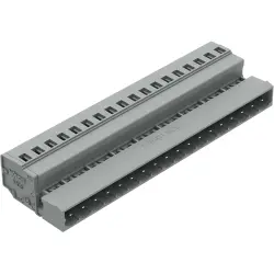 Pin header, 18 pole, pitch 5 mm, angled, gray, 231-618/018-000