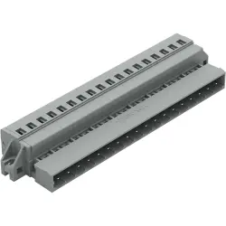Pin header, 18 pole, pitch 5 mm, angled, gray, 231-618/019-000